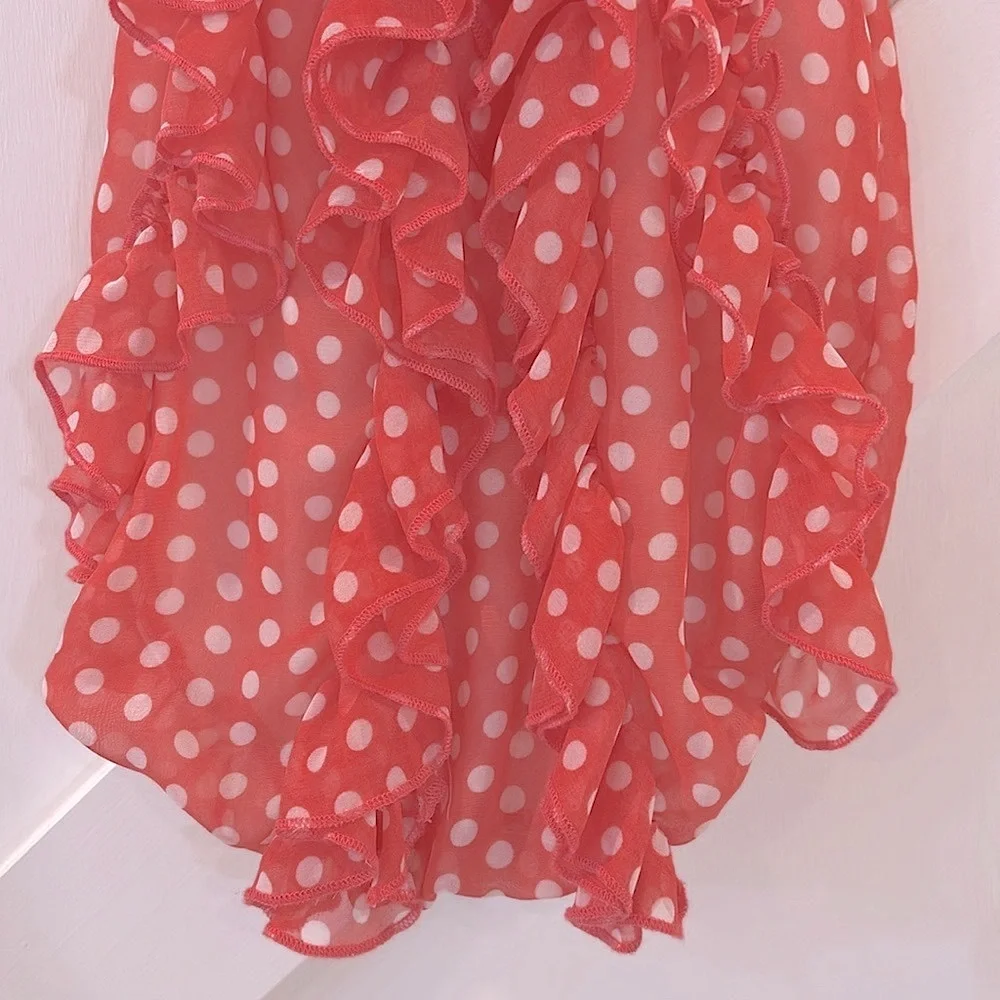 NWOT Nursery Rhyme Chiffon Style Ruffle Polkadot Sleeveless Onesie Romper